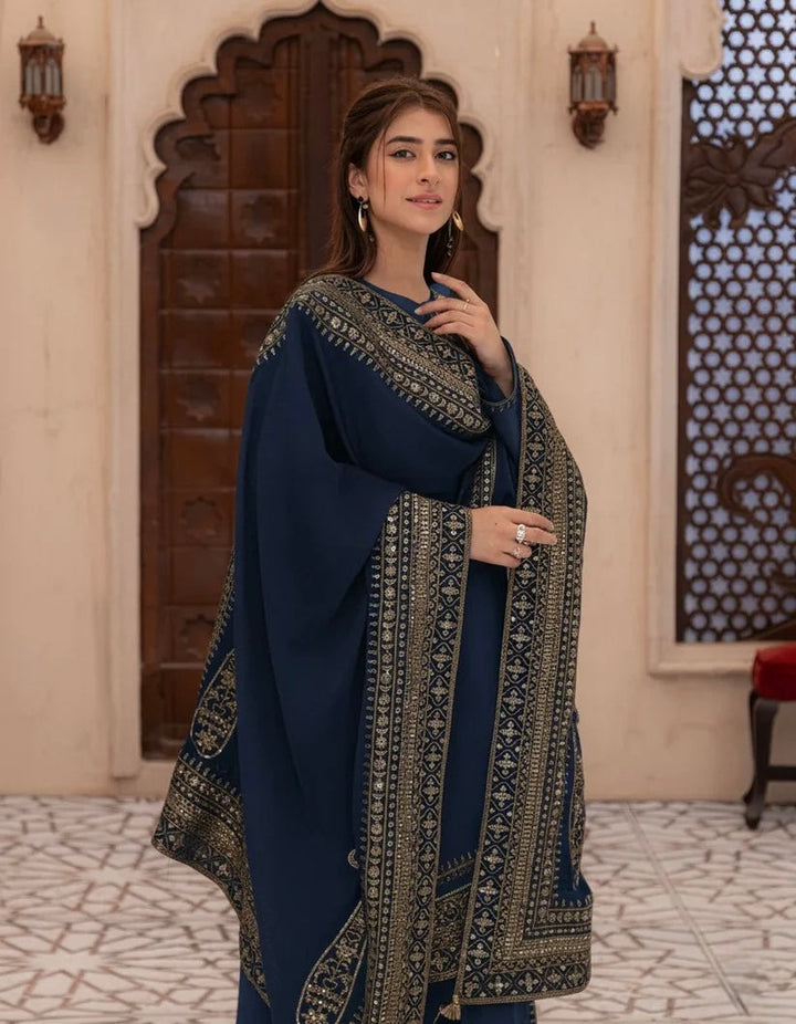 DHANAK -3PC Embroidered Shirt with Sequins Embroidered Dupatta- 8004