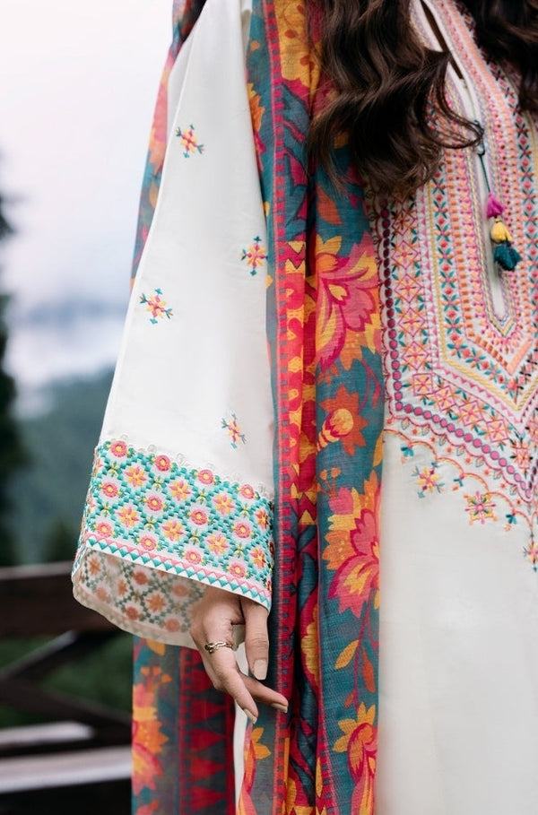 Dhanak-3PC Embroidered Shirt with Digital Printed Wool Shawl