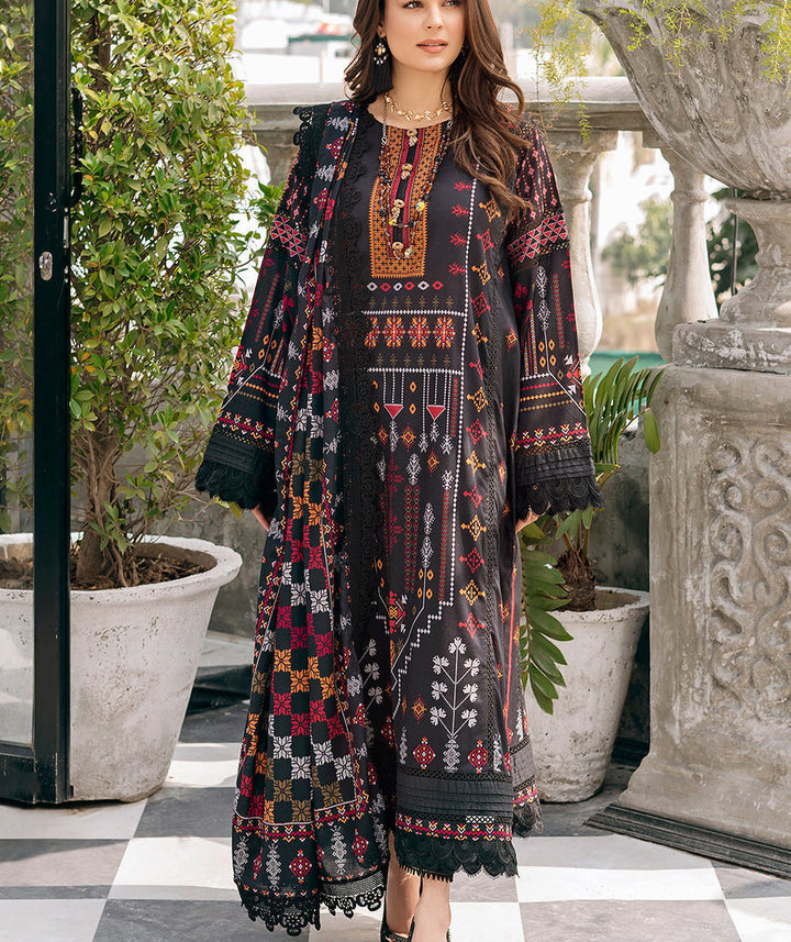 Dhanak-3PC Embroidered Shirt with Dhanak Embroidered Dupatt