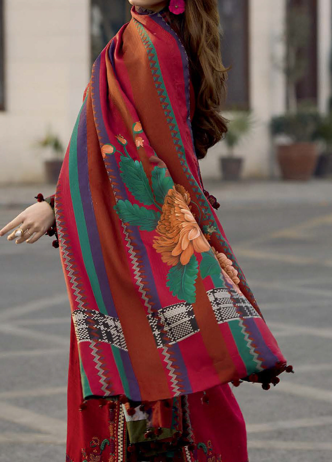 Unstitched Embroidered Peach Leather Suits 3 Piece CHR26PU PSW5-29 - Winter Collection