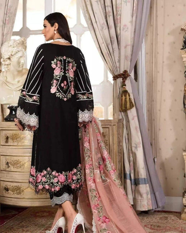 Dhanak-3PC Embroidered Shirt with Chiffon Embroidered Dupatta
