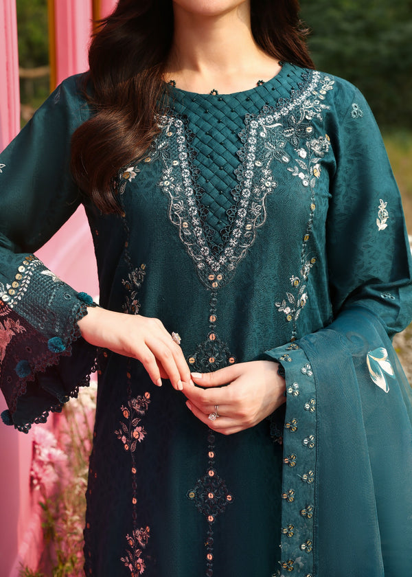 WINTER-3PC DHANAK EMBROIDERED SHIRT WITH DHANAK EMBROIDERED SHAWL & EMB TROUSER ZE 10098