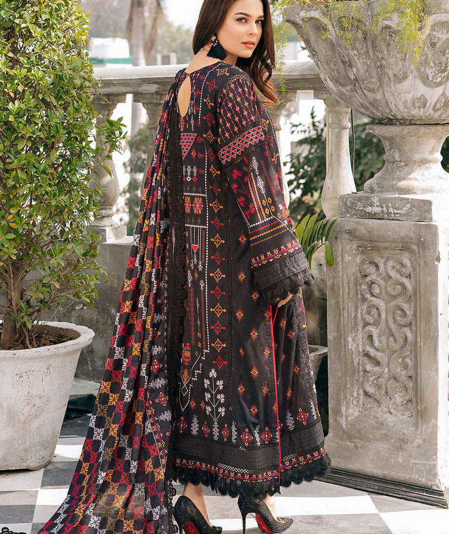 Dhanak-3PC Embroidered Shirt with Dhanak Embroidered Dupatt