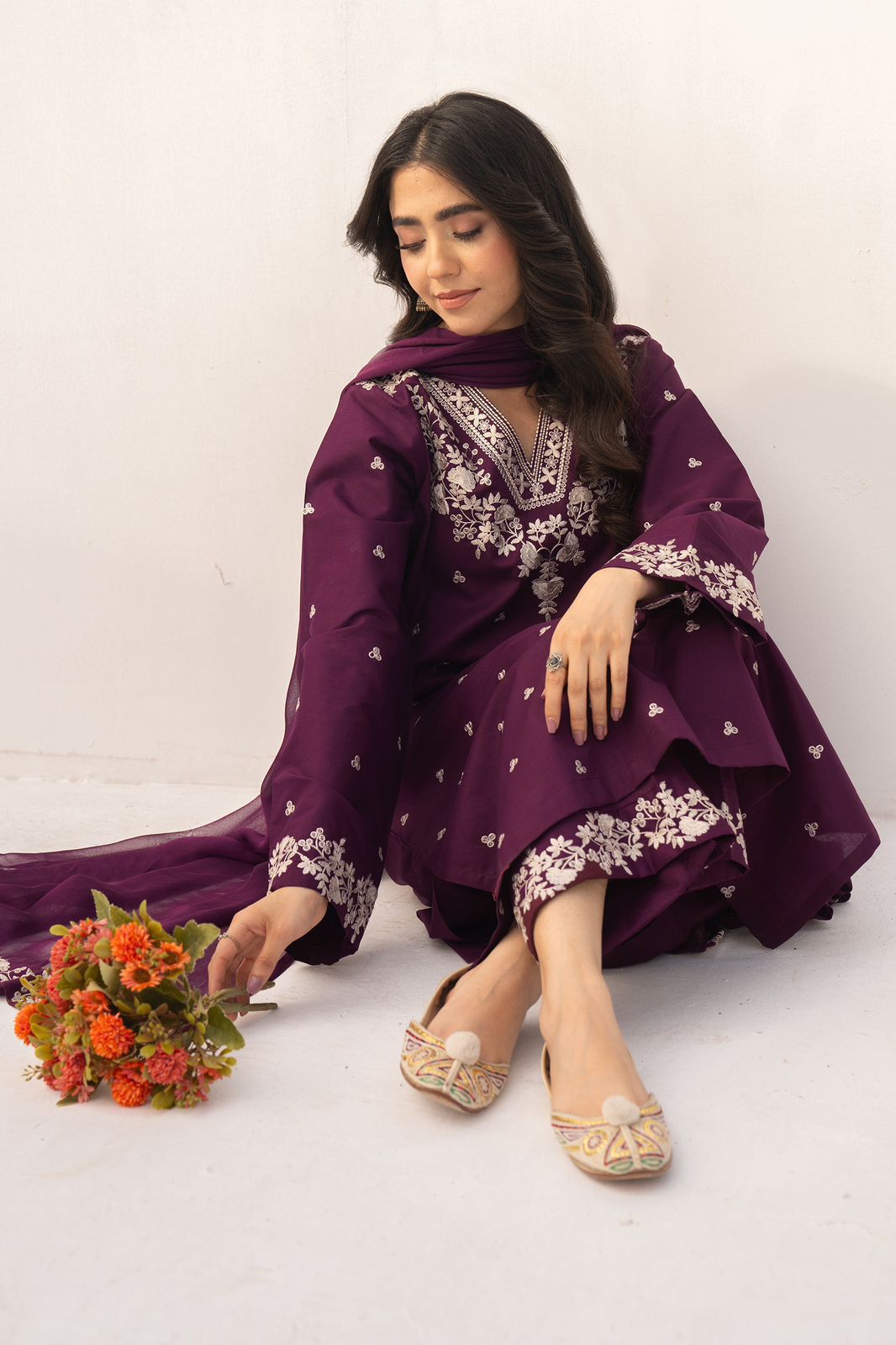 GRACE EMBROIDERED 3PC Dhanak DRESS