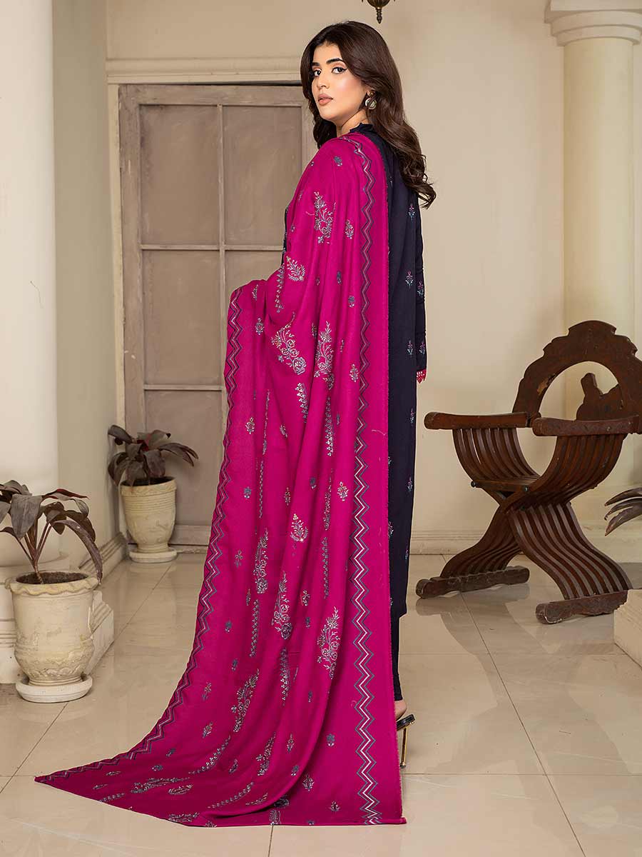 3PC UNSTITCHED DHANAK EMBROIDERED SUIT 1210
