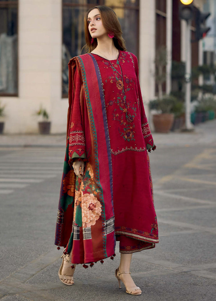 Unstitched Embroidered Peach Leather Suits 3 Piece CHR26PU PSW5-29 - Winter Collection
