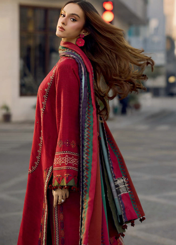 Unstitched Embroidered Peach Leather Suits 3 Piece CHR26PU PSW5-29 - Winter Collection