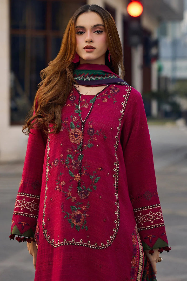 Unstitched Embroidered Peach Leather Suits 3 Piece CHR26PU PSW5-29 - Winter Collection