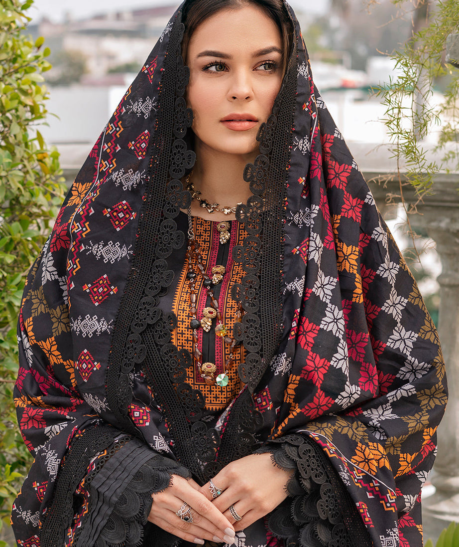 Dhanak-3PC Embroidered Shirt with Dhanak Embroidered Dupatt