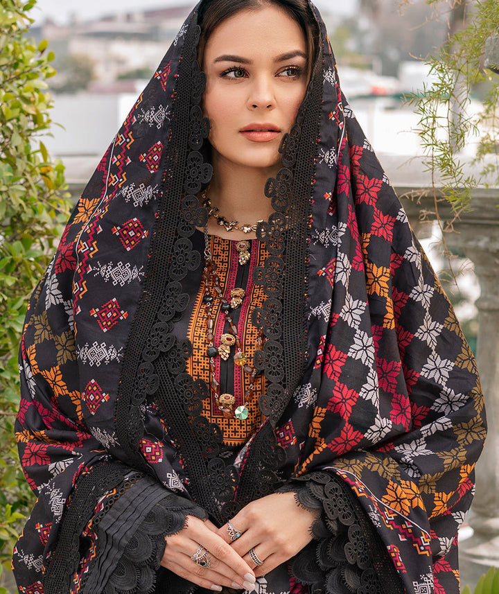 Dhanak-3PC Embroidered Shirt with Dhanak Embroidered Dupatt
