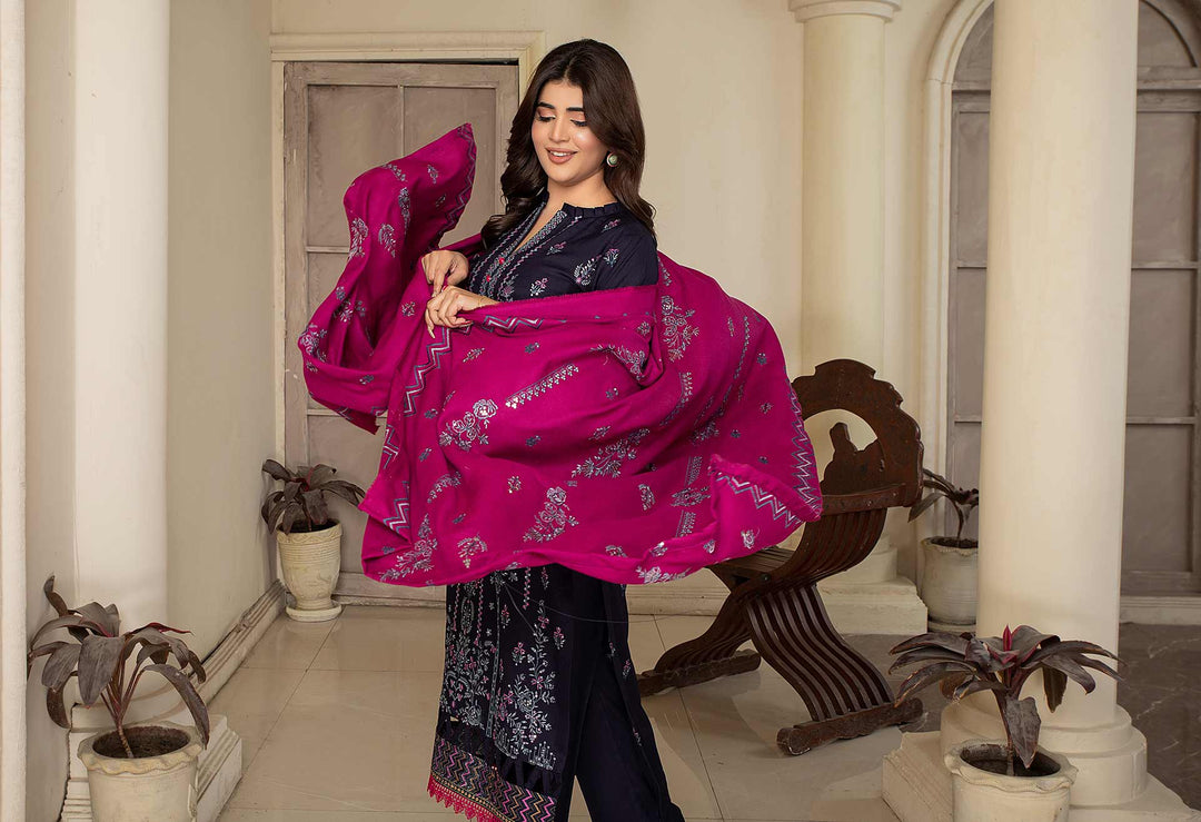 3PC UNSTITCHED DHANAK EMBROIDERED SUIT 1210