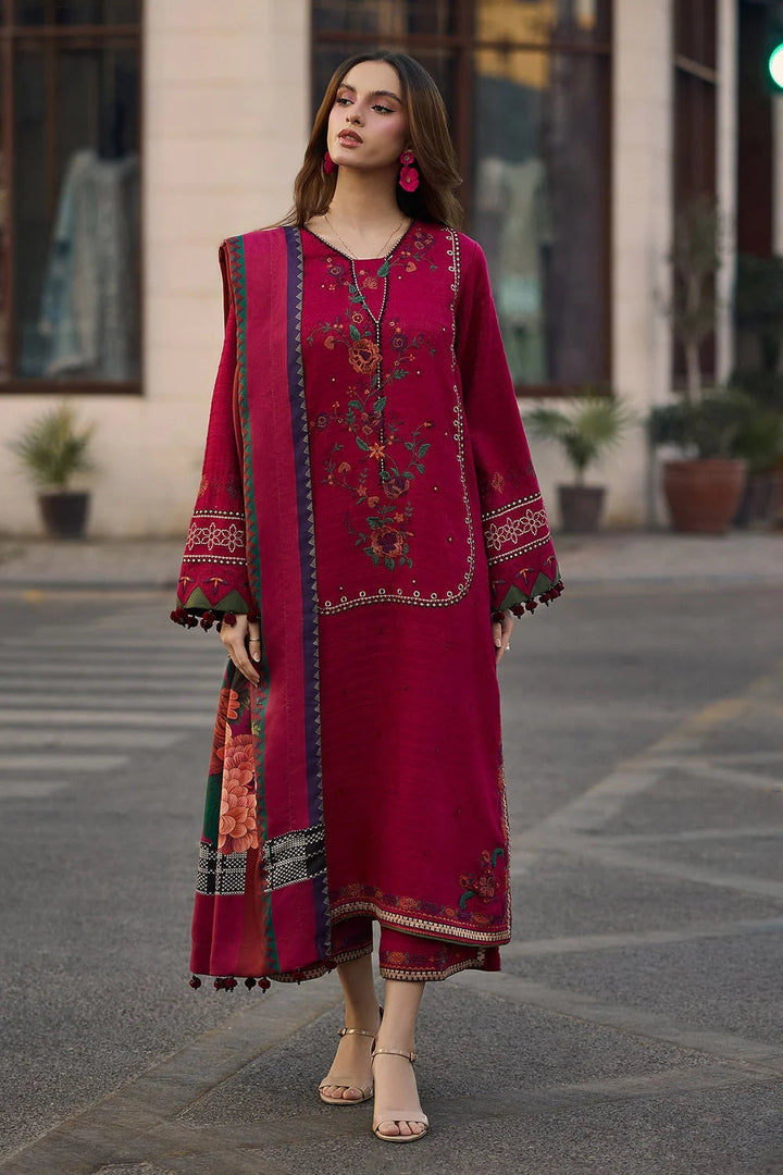 Unstitched Embroidered Peach Leather Suits 3 Piece CHR26PU PSW5-29 - Winter Collection