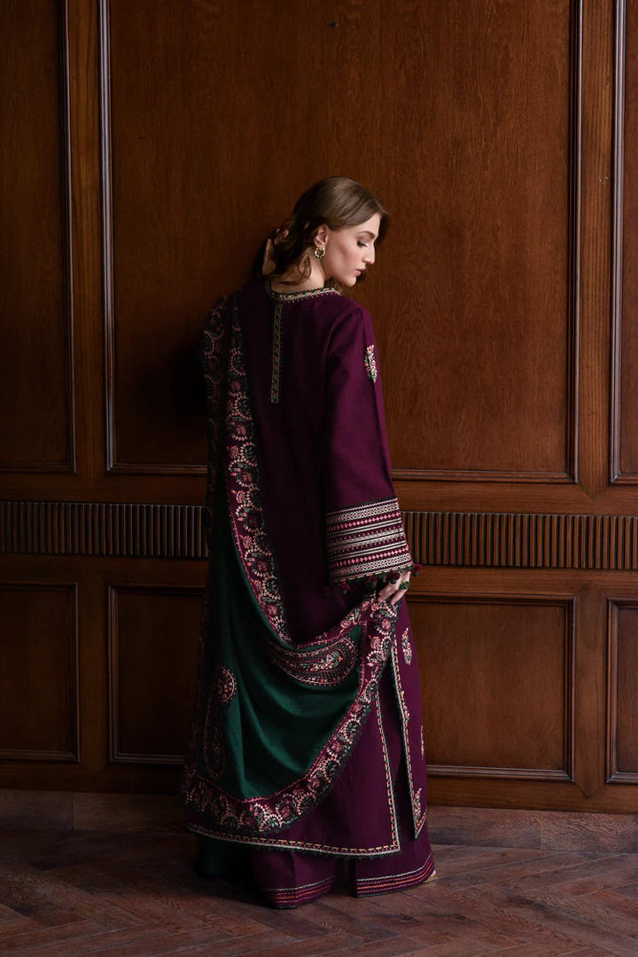 Dhanak-3PC Embroidered Shirt with Dhanak Embroidered Shawl - 110