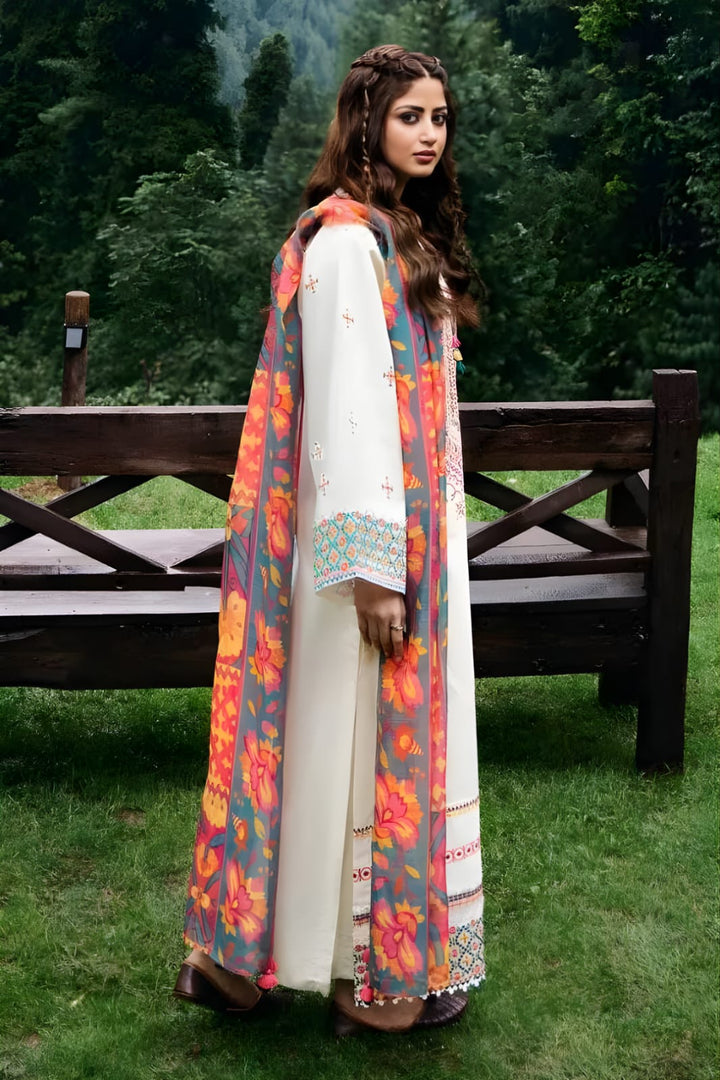 Dhanak-3PC Embroidered Shirt with Digital Printed Wool Shawl
