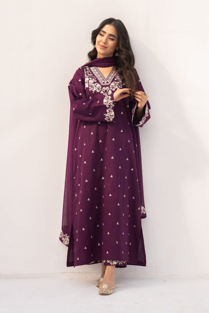 GRACE EMBROIDERED 3PC Dhanak DRESS
