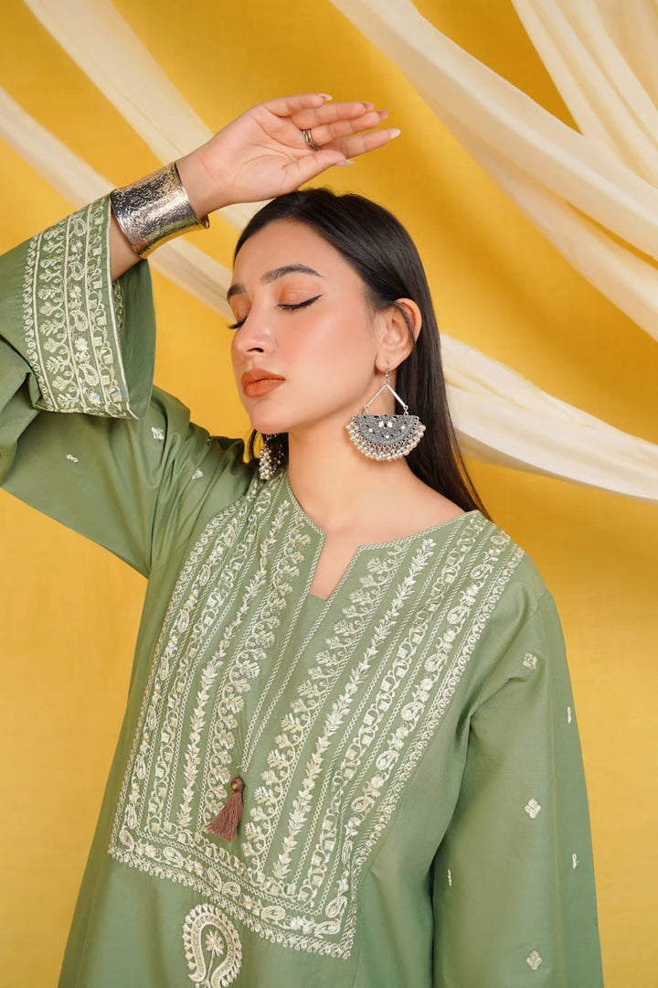 Dhanak-3PC Embroidered Shirt with Digital Printed Wool Shawl